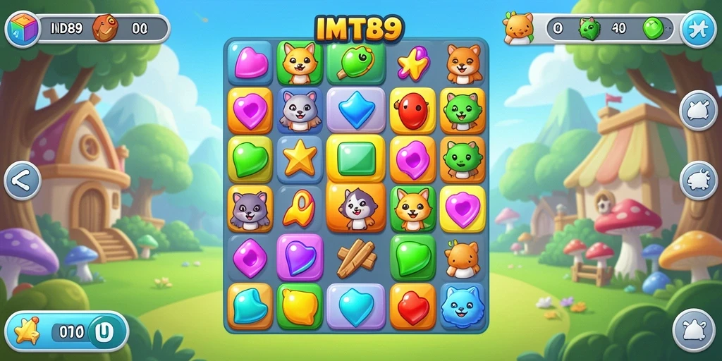 Tampilan menarik dari gameplay Match-3 IND89 yang penuh warna.
