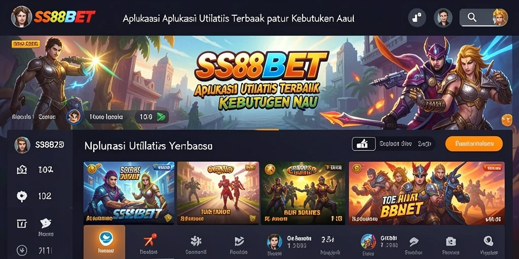 Screenshot utama SS88BET menunjukkan antarmuka yang bersih dan fitur unggulan.